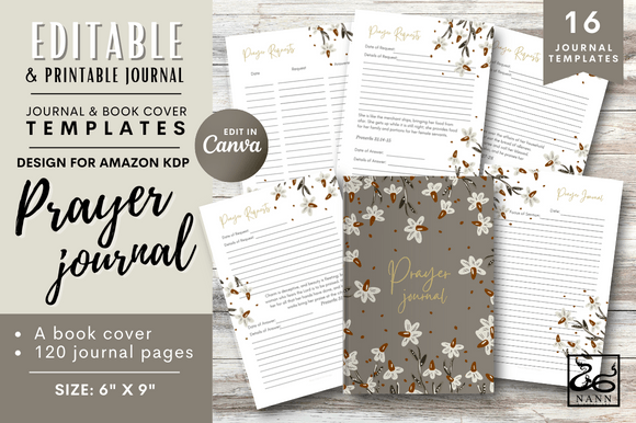 Download Prayer Journal for KDP/ Editable/ #644 - Prayer journal Collection