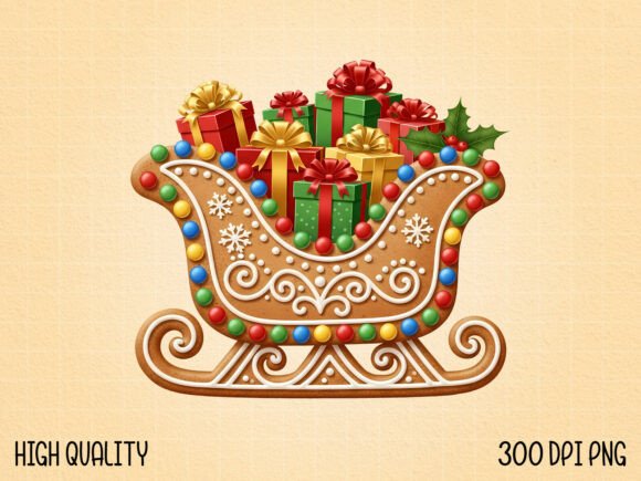 Download Gingerbread Sleigh with Christmas Gifts - Christmas gifts Collection