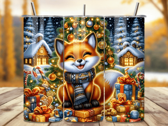 Download Fox with Christmas Gifts Tumbler Wrap - Premium Resources