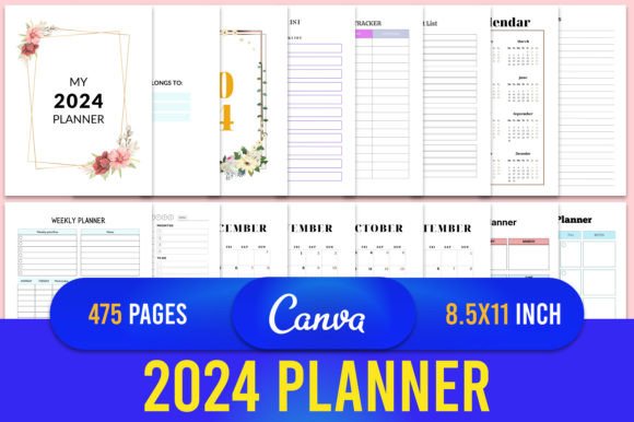 Download 2024 Planner Canva Template KDP - 2024 planner Collection