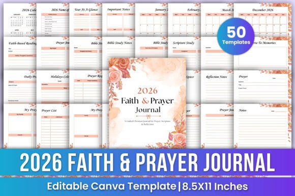 Download 2026 Faith &amp; Prayer Journal Canva Kdp - Prayer journal Collection