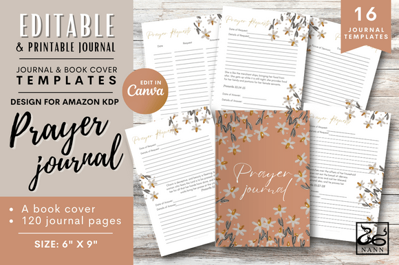 Download Prayer Journal for KDP/ Editable/ #119 - Prayer journal Collection