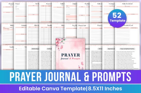 Download Prayer Journal &amp; Prompts Canva Bundle - Prayer journal Collection