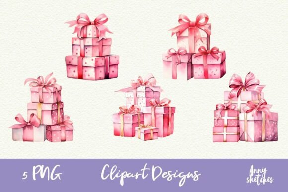 Download 5 Pink Christmas Gifts Coquette Clipart - Christmas gifts Collection